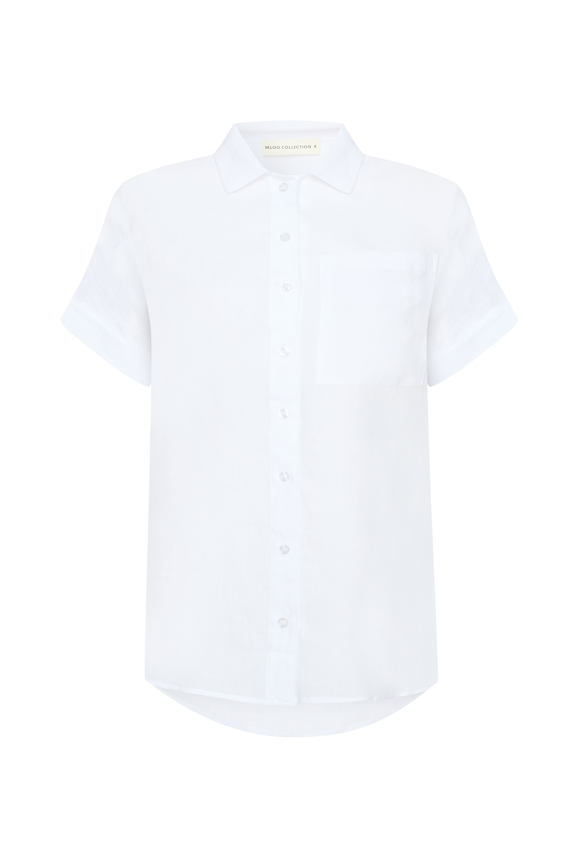 KISA KOLLU TEK CEPLİ KETEN GÖMLEK