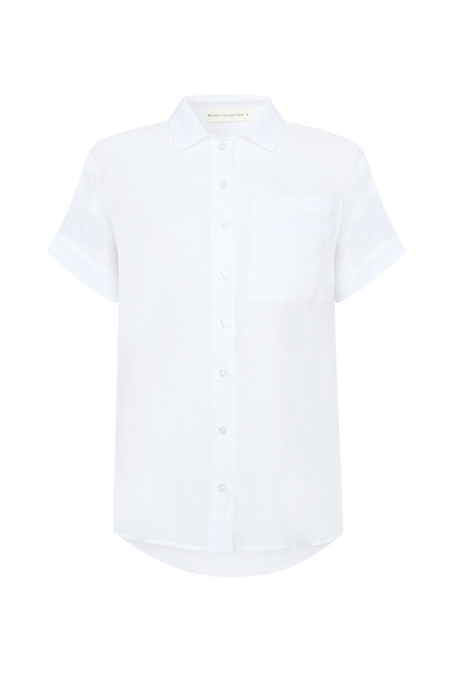  KISA KOLLU TEK CEPLİ KETEN GÖMLEK