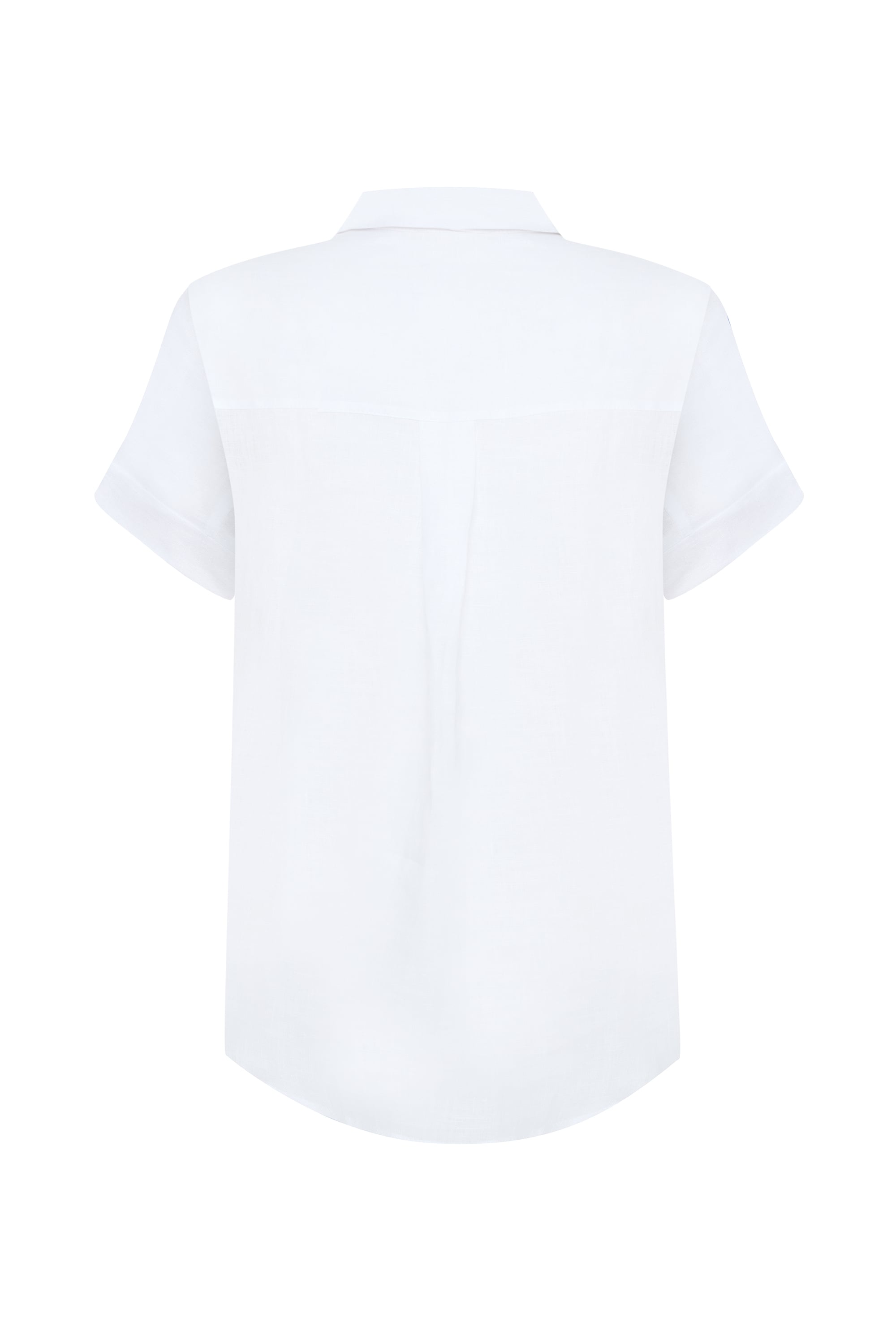 KISA KOLLU TEK CEPLİ KETEN GÖMLEK