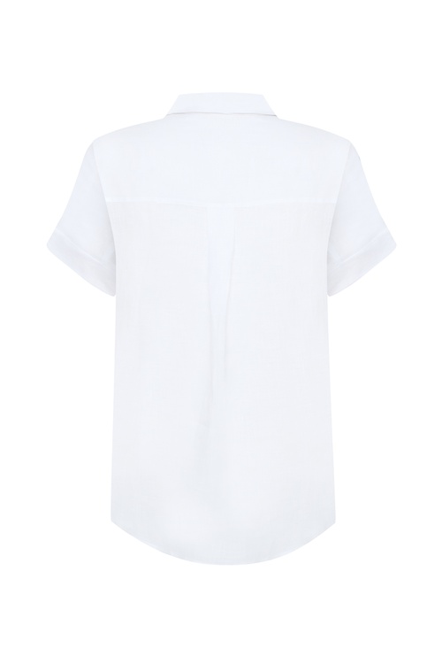  KISA KOLLU TEK CEPLİ KETEN GÖMLEK