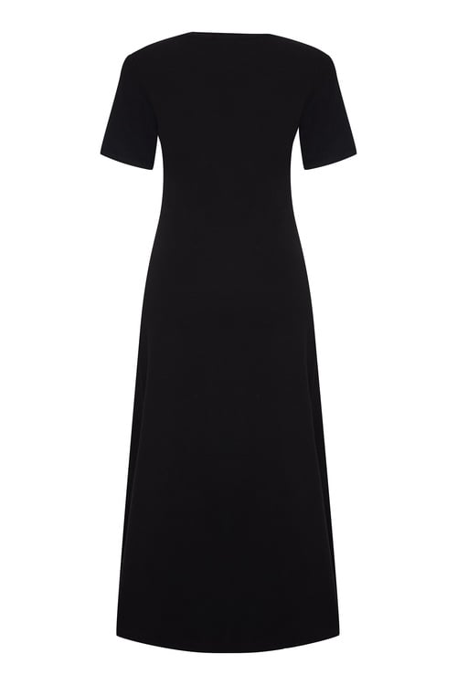  BÜZGÜLÜ YIRTMAÇLI UZUN ELBİSE