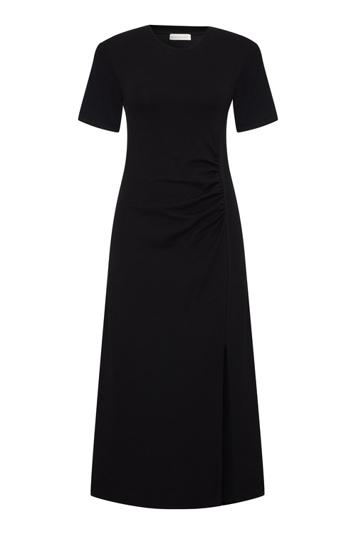  BÜZGÜLÜ YIRTMAÇLI UZUN ELBİSE