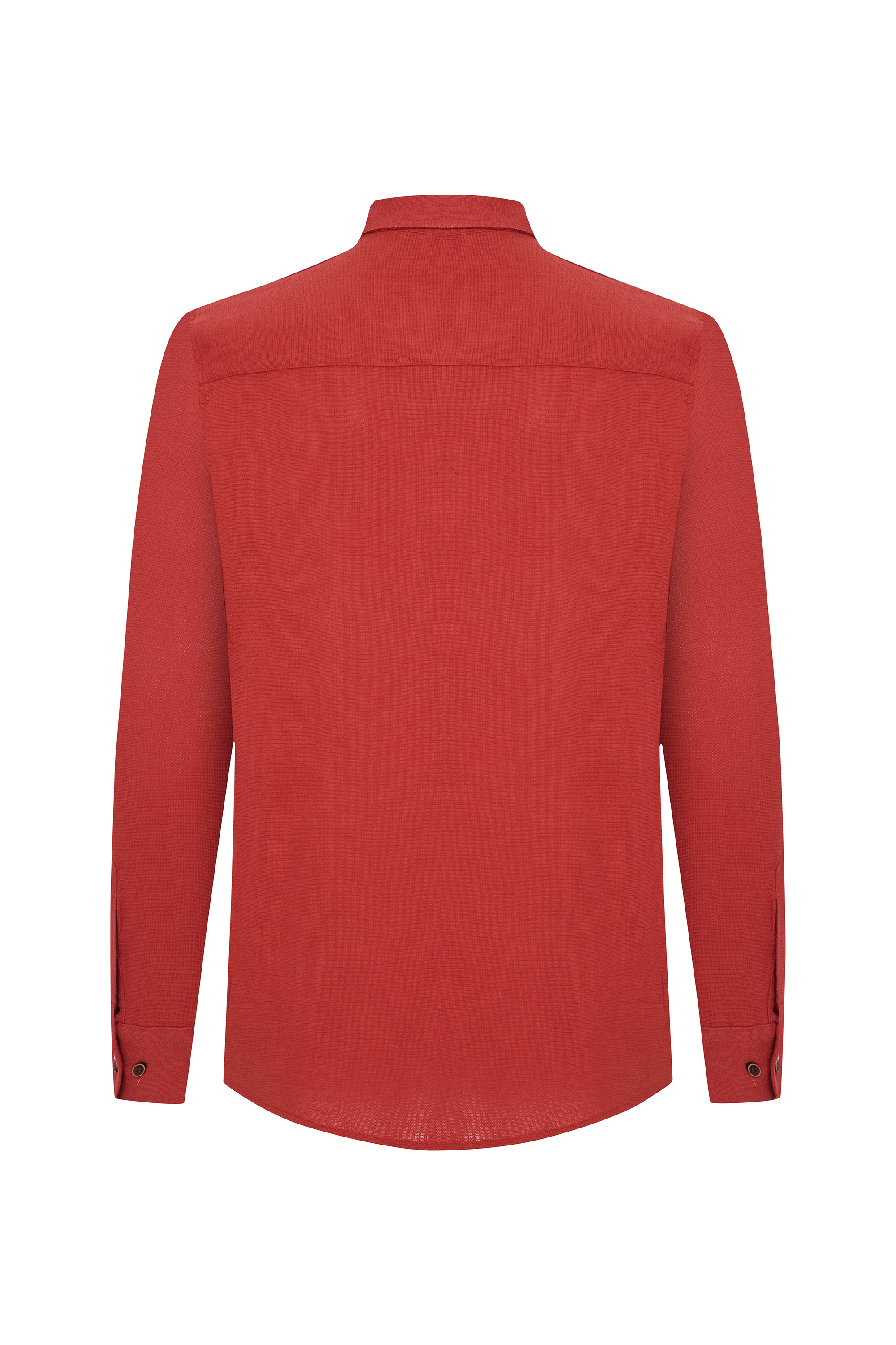 DOKULU REGULAR FIT UZUN KOLLU GÖMLEK