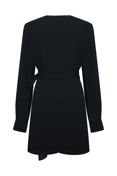  BAĞLAMALI ANVELOP V YAKA MİNİ ELBİSE