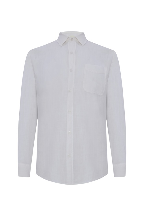  REGULAR FIT DOKULU UZUN KOLLU GÖMLEK