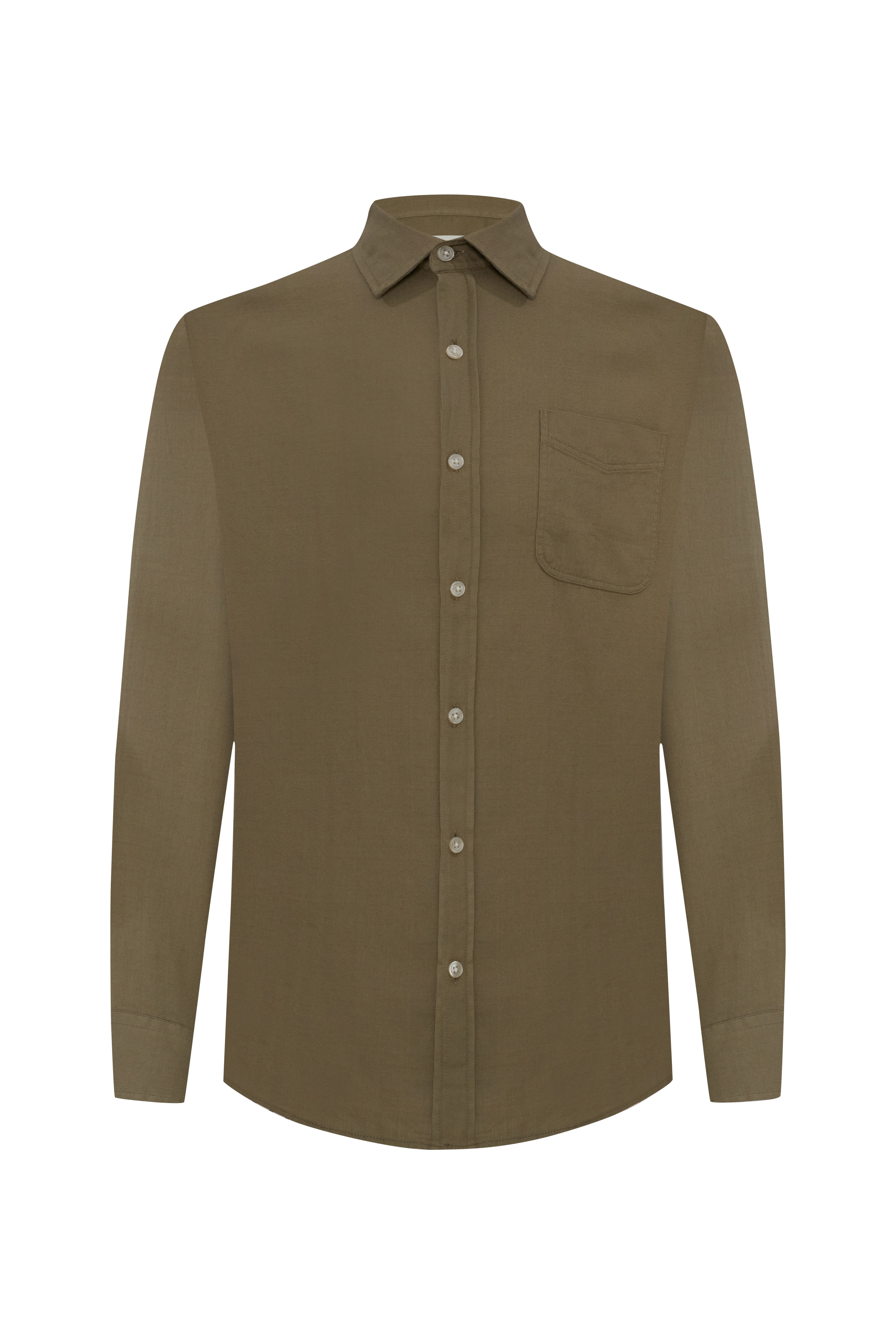 REGULAR FIT DOKULU UZUN KOLLU GÖMLEK