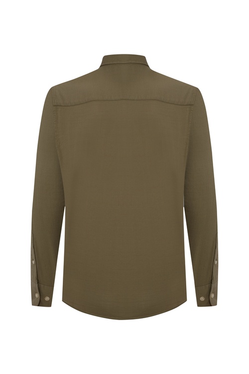  REGULAR FIT DOKULU UZUN KOLLU GÖMLEK