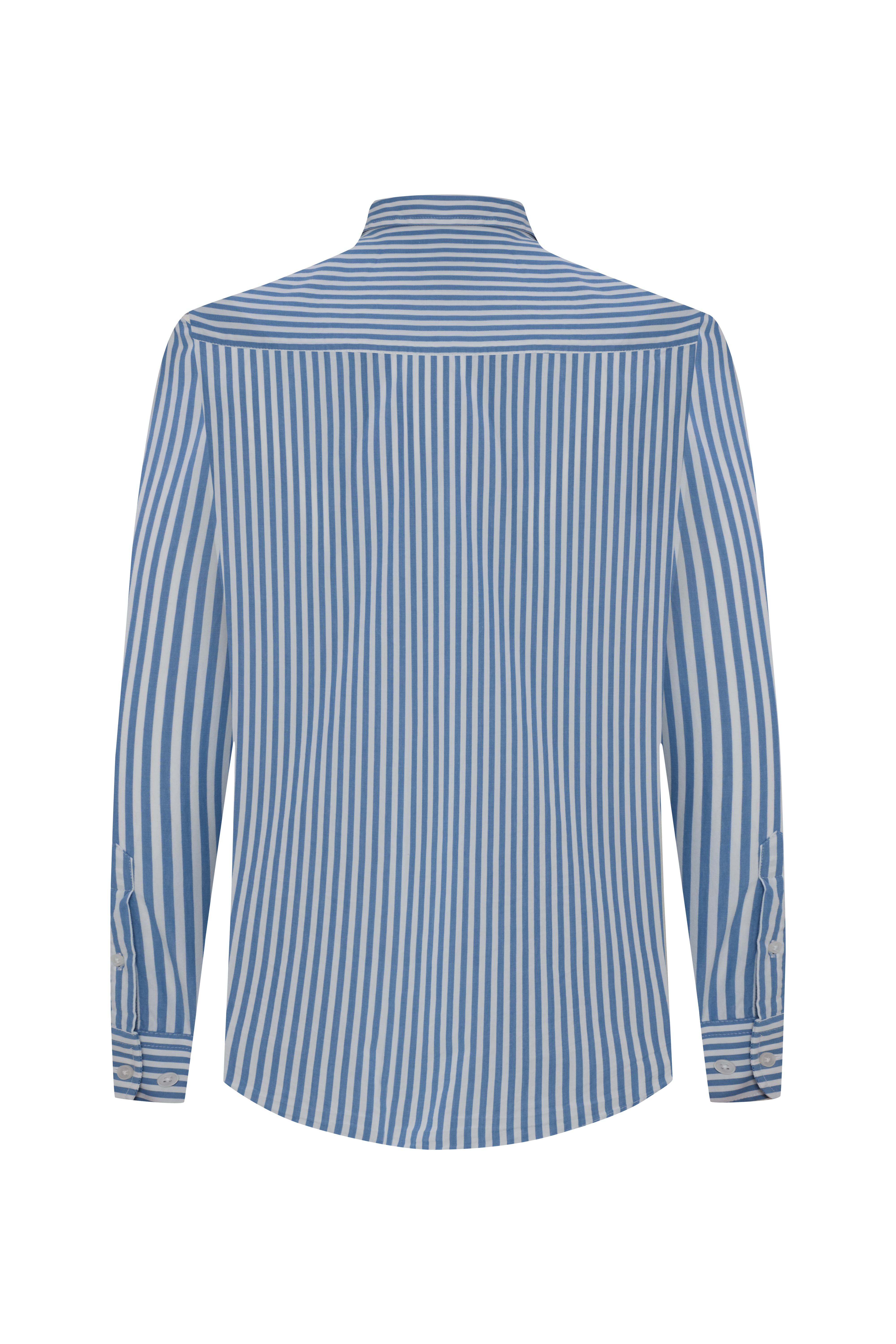 REGULAR FIT CEPLİ ÇİZGİLİ UZUN KOLLU GÖMLEK