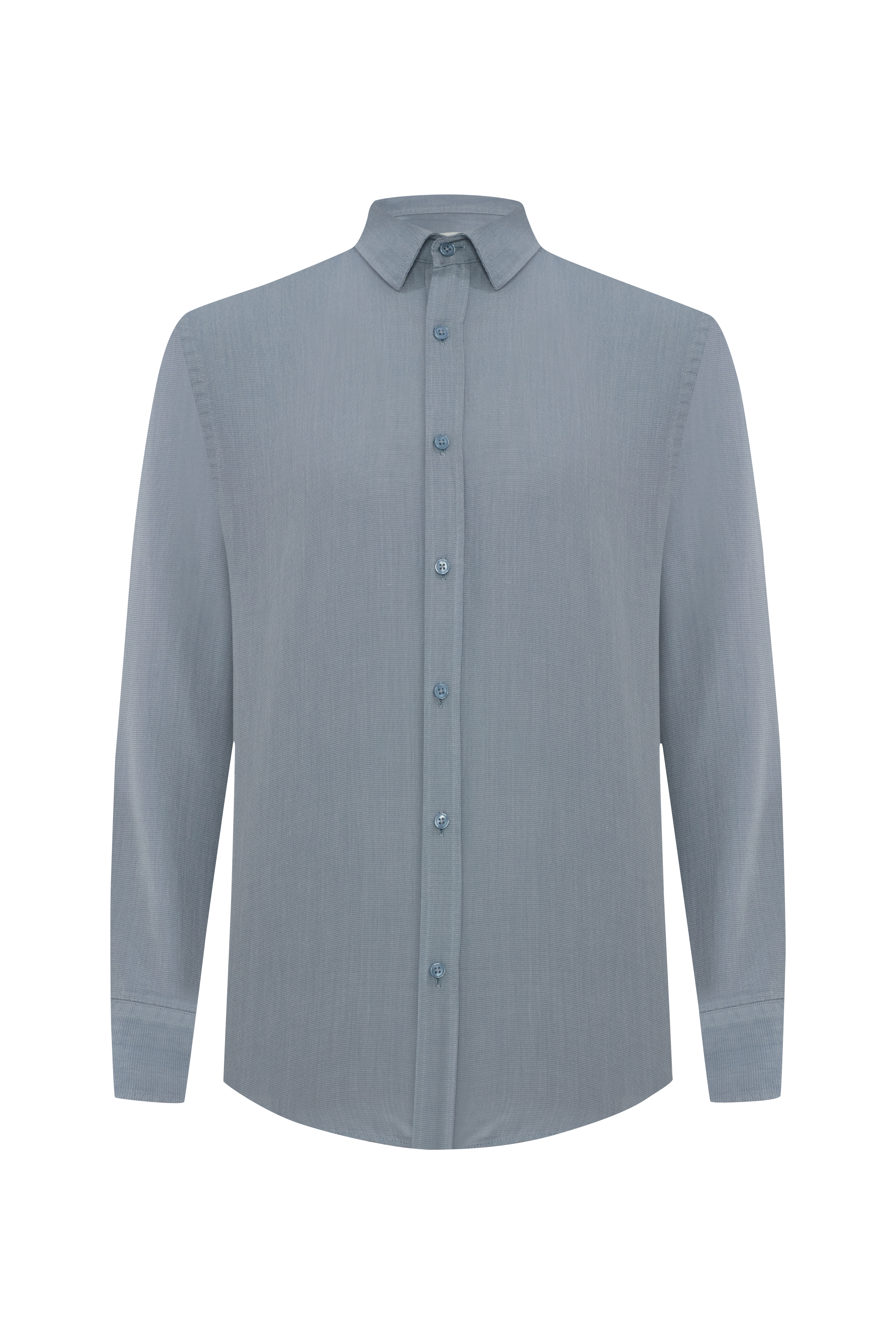 REGULAR FIT DOKULU UZUN KOLLU GÖMLEK