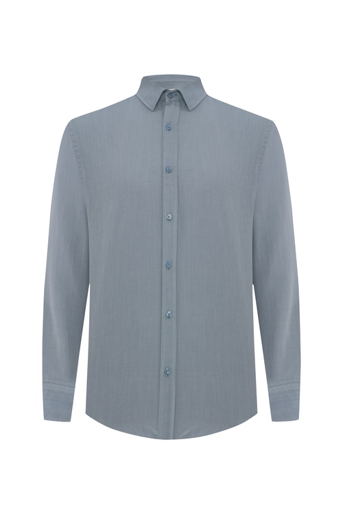  REGULAR FIT DOKULU UZUN KOLLU GÖMLEK