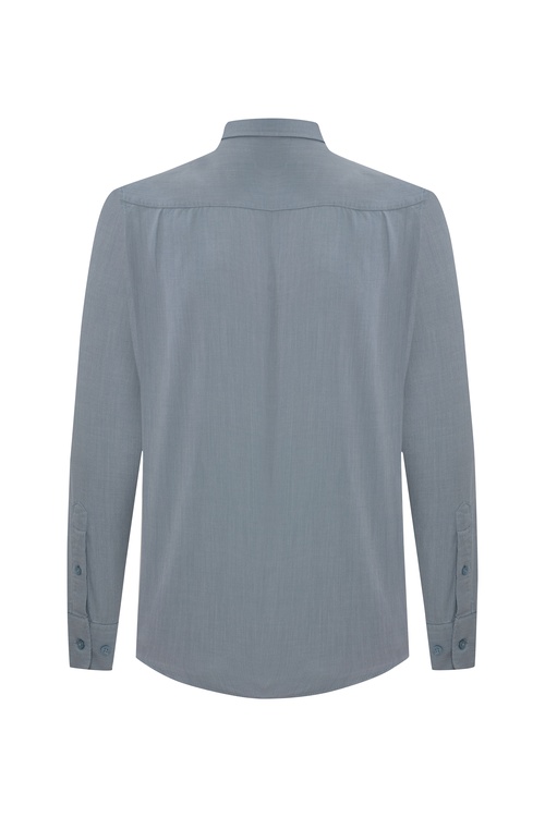  REGULAR FIT DOKULU UZUN KOLLU GÖMLEK