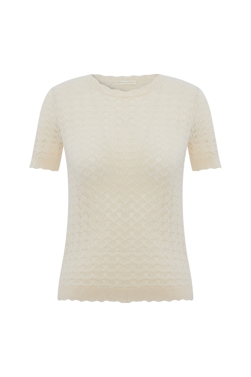  ÖRME DESENLİ KISA KOLLU KAZAK