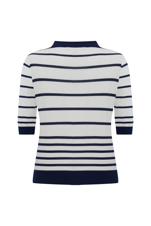  ÇİZGİLİ POLO YAKA KISA KOLLU TRİKO KAZAK