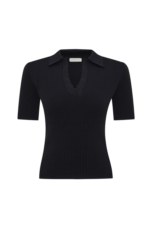  POLO YAKA FİTİLLİ KISA KOLLU KAZAK