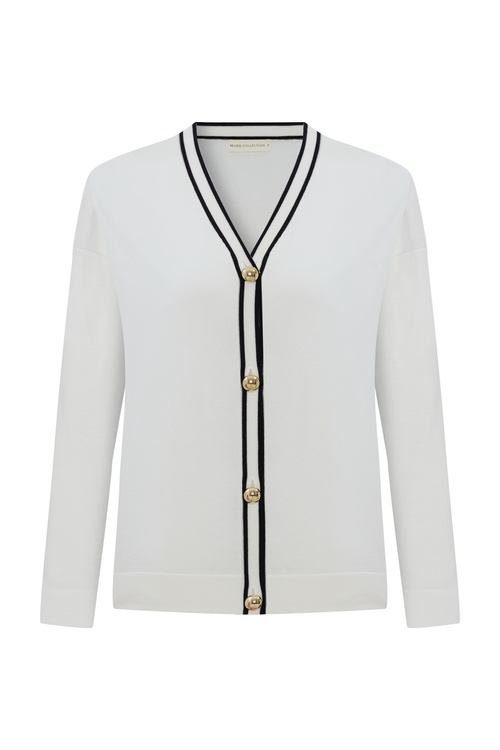  ŞERİT DETAYLI V YAKA HIRKA