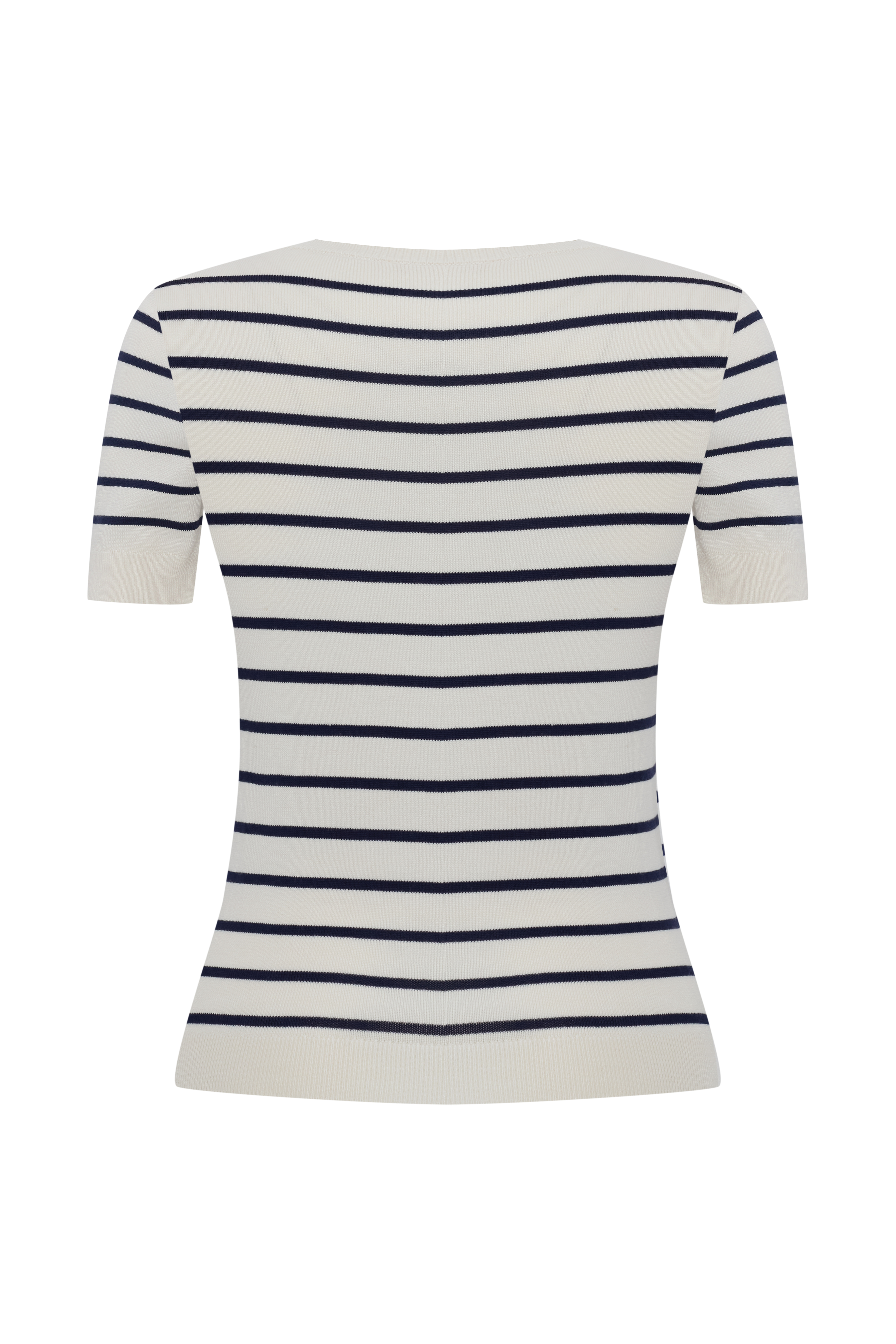 ÇİZGİLİ BİSİKLET YAKA TRİKO KISA KOLLU KAZAK