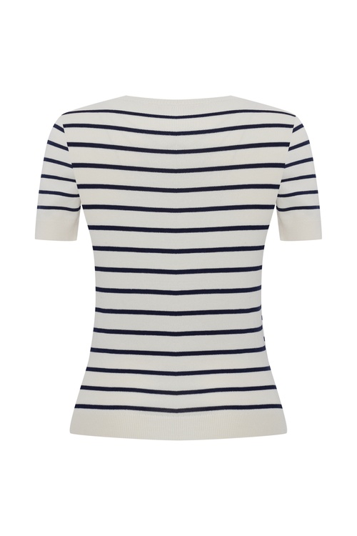  ÇİZGİLİ BİSİKLET YAKA TRİKO KISA KOLLU KAZAK