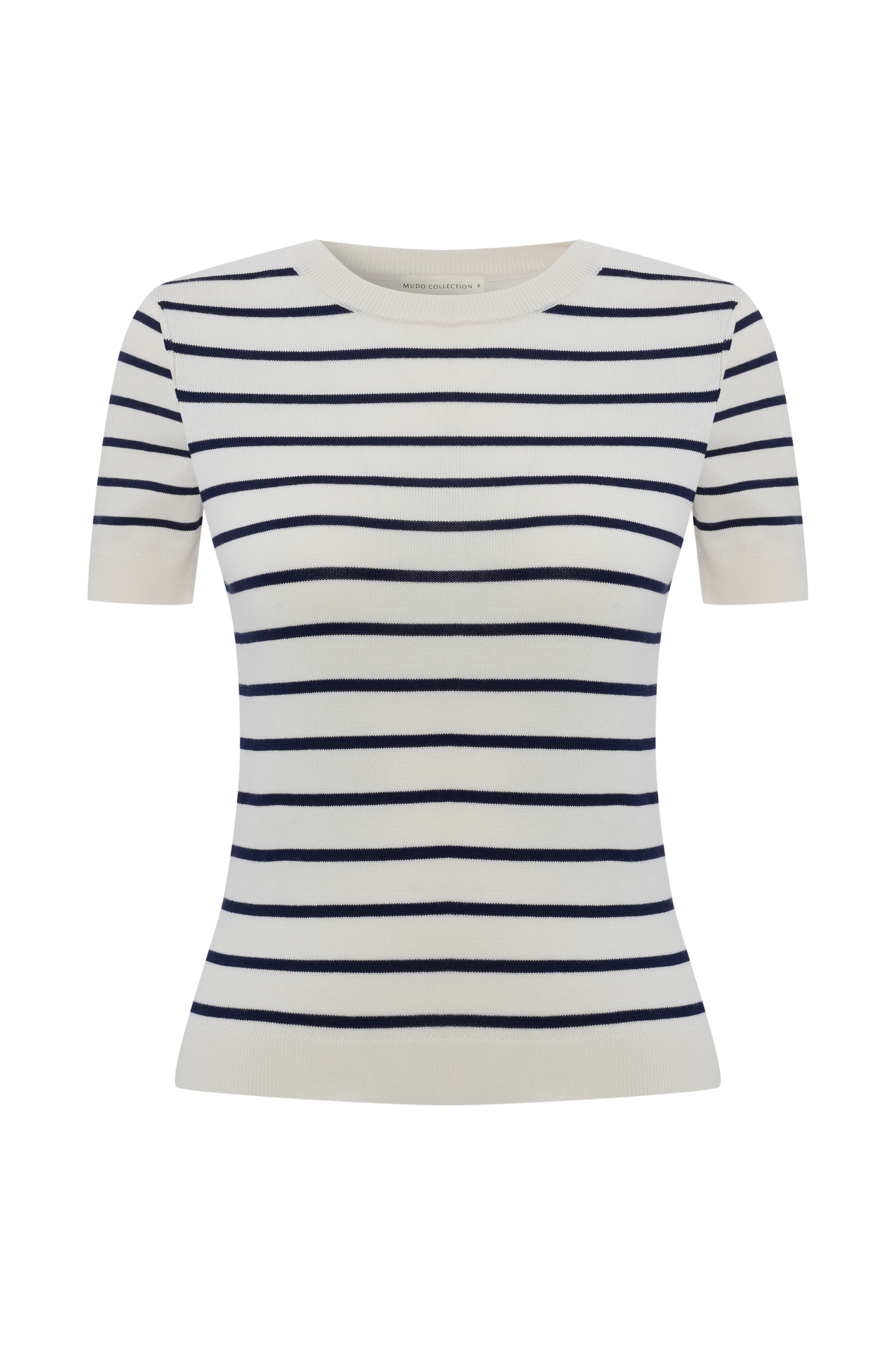 ÇİZGİLİ BİSİKLET YAKA TRİKO KISA KOLLU KAZAK