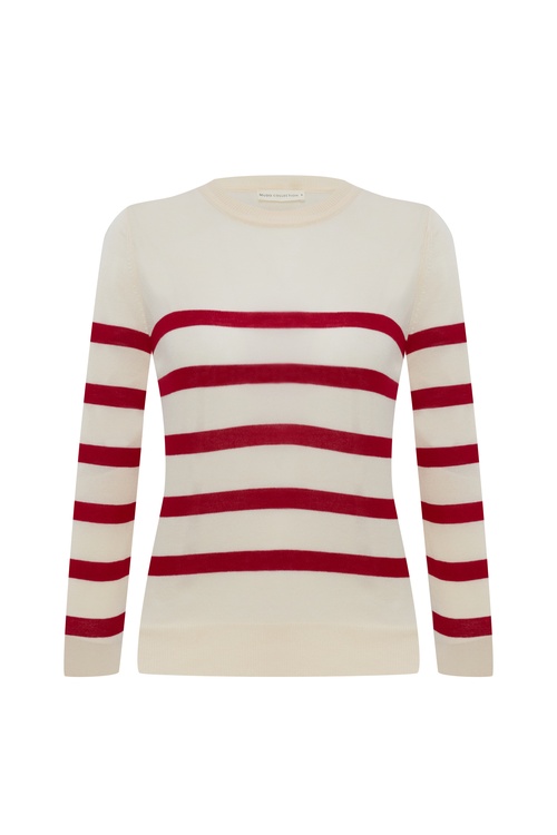  ÇİZGİLİ BİSİKLET YAKA TRİKO KAZAK