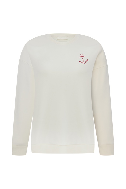  BİSİKLET YAKA NAKIŞLI OVERSIZE SWEATSHIRT