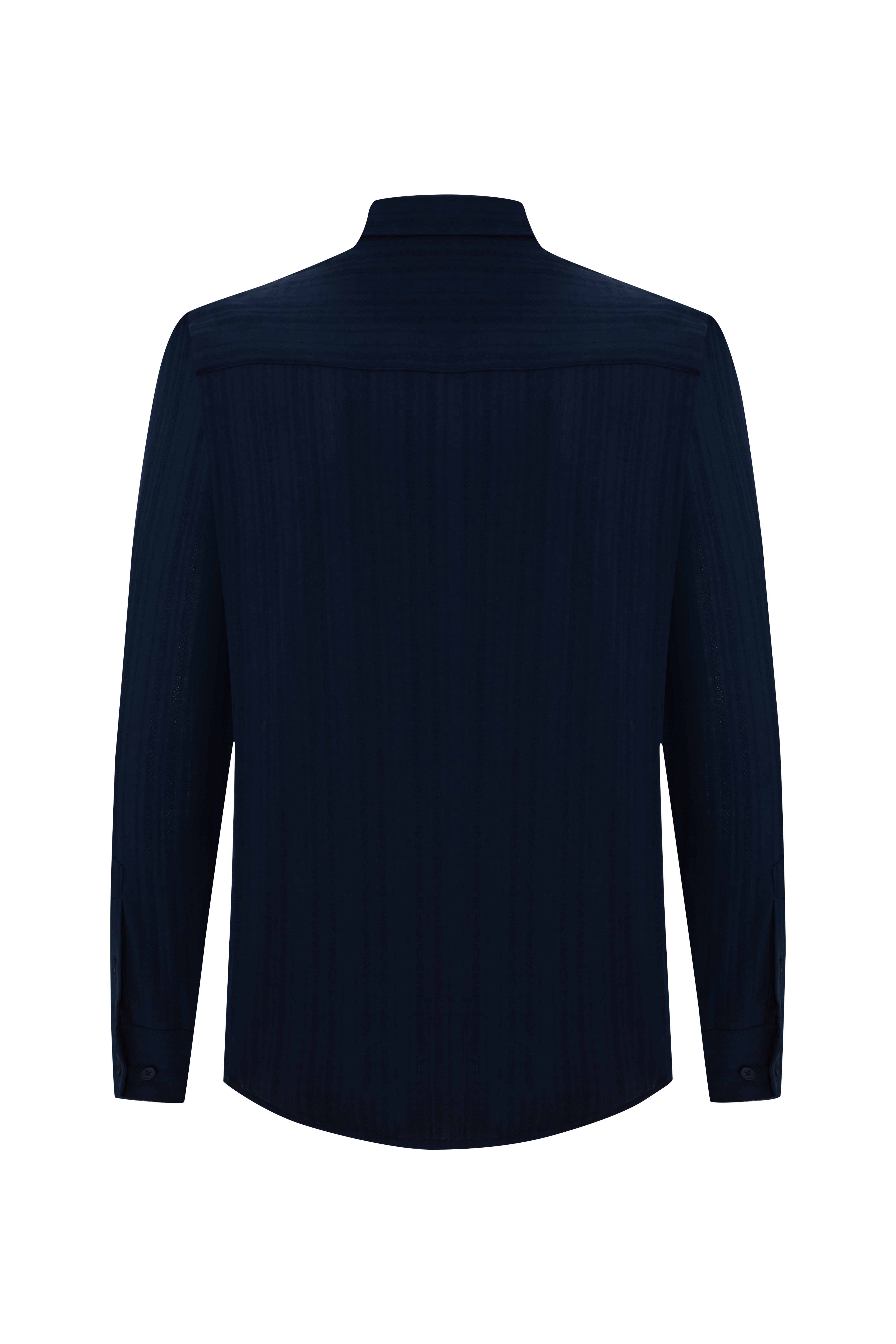 REGULAR FIT ÇİZGİLİ DOKULU UZUN KOLLU GÖMLEK