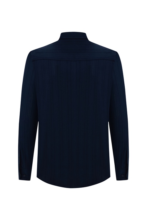  REGULAR FIT ÇİZGİLİ DOKULU UZUN KOLLU GÖMLEK