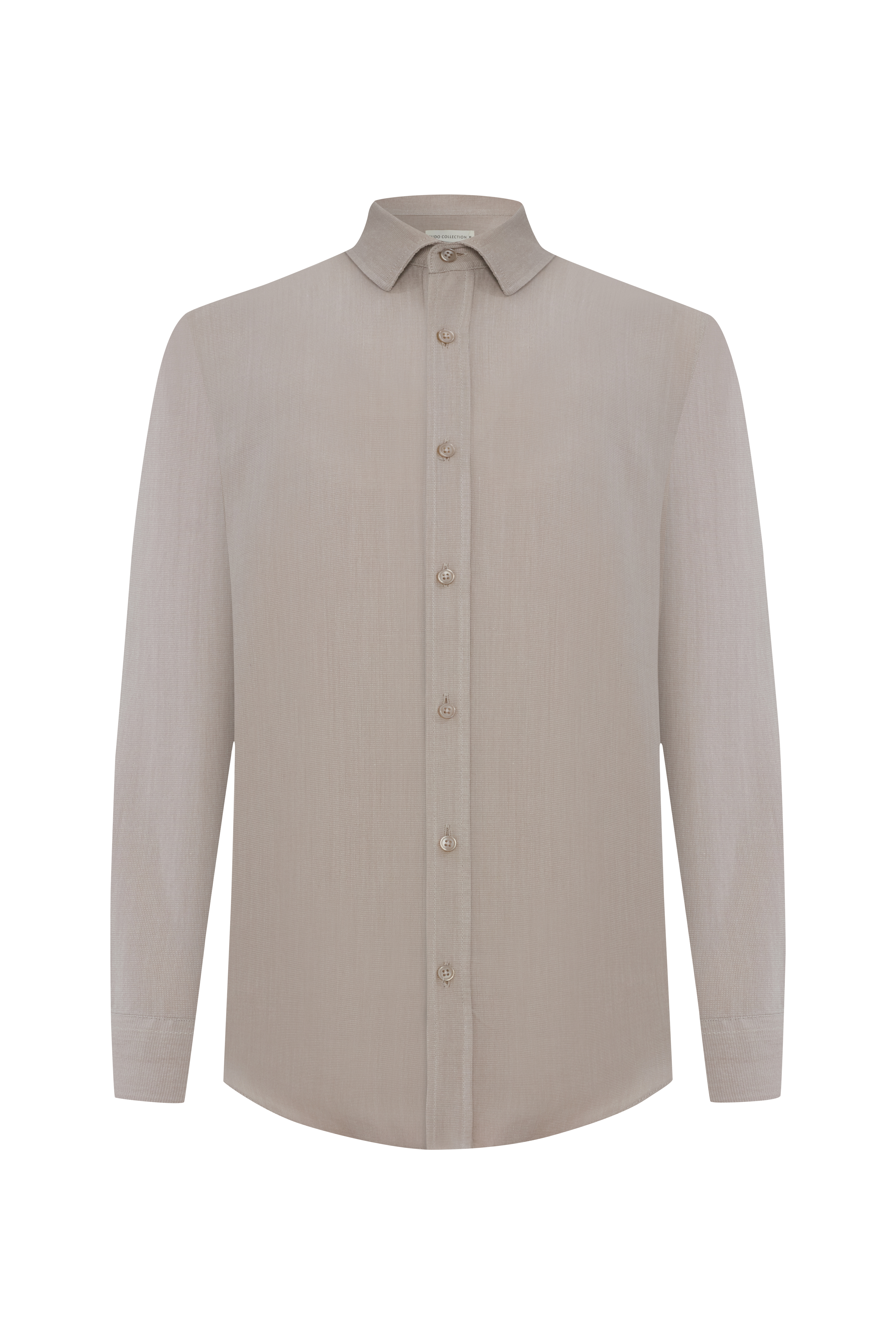 REGULAR FIT DOKULU UZUN KOLLU GÖMLEK