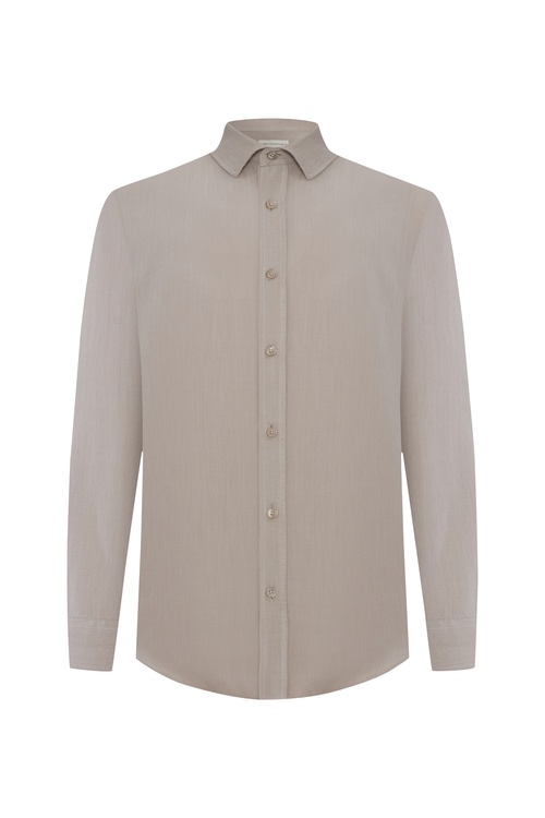  REGULAR FIT DOKULU UZUN KOLLU GÖMLEK