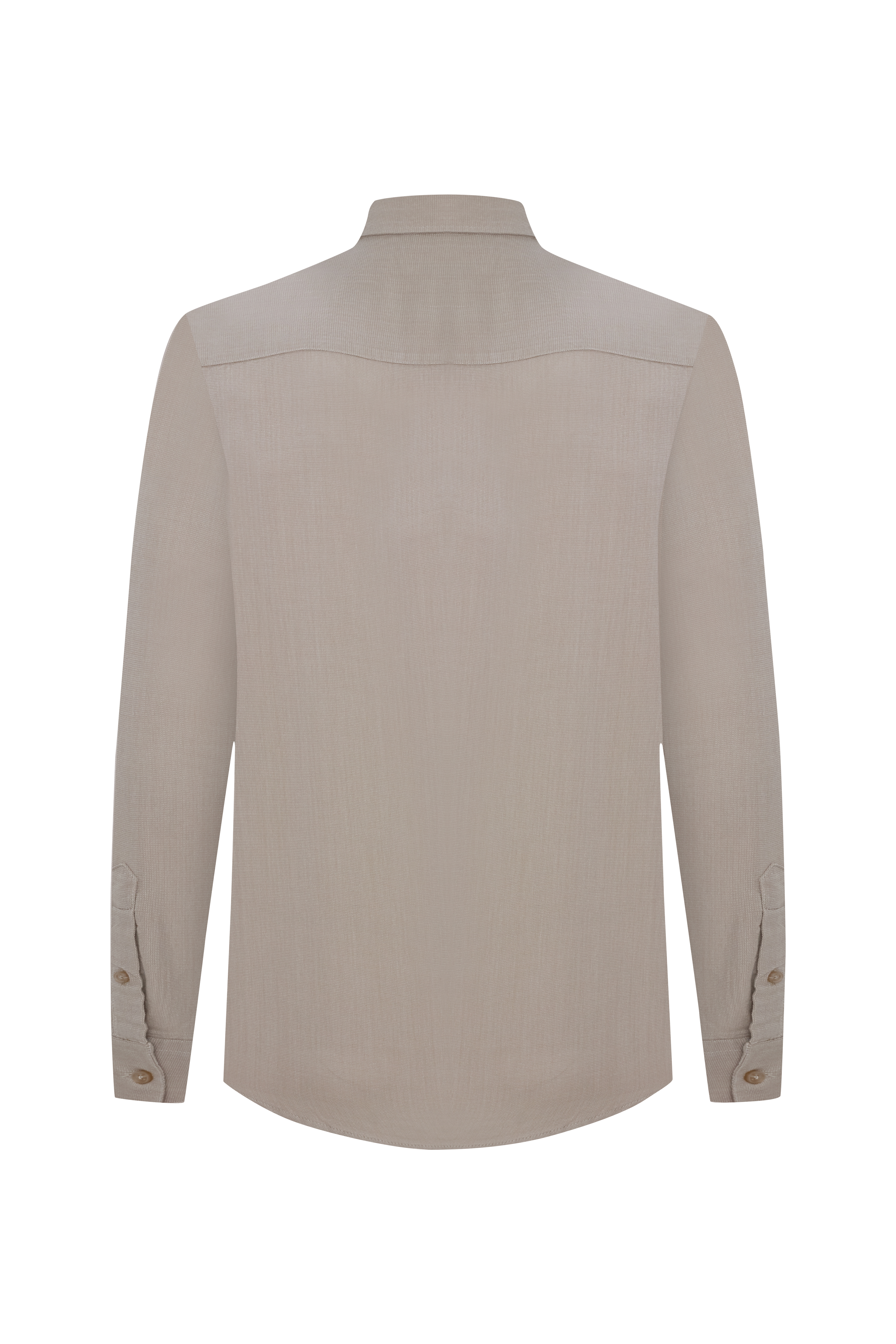 REGULAR FIT DOKULU UZUN KOLLU GÖMLEK