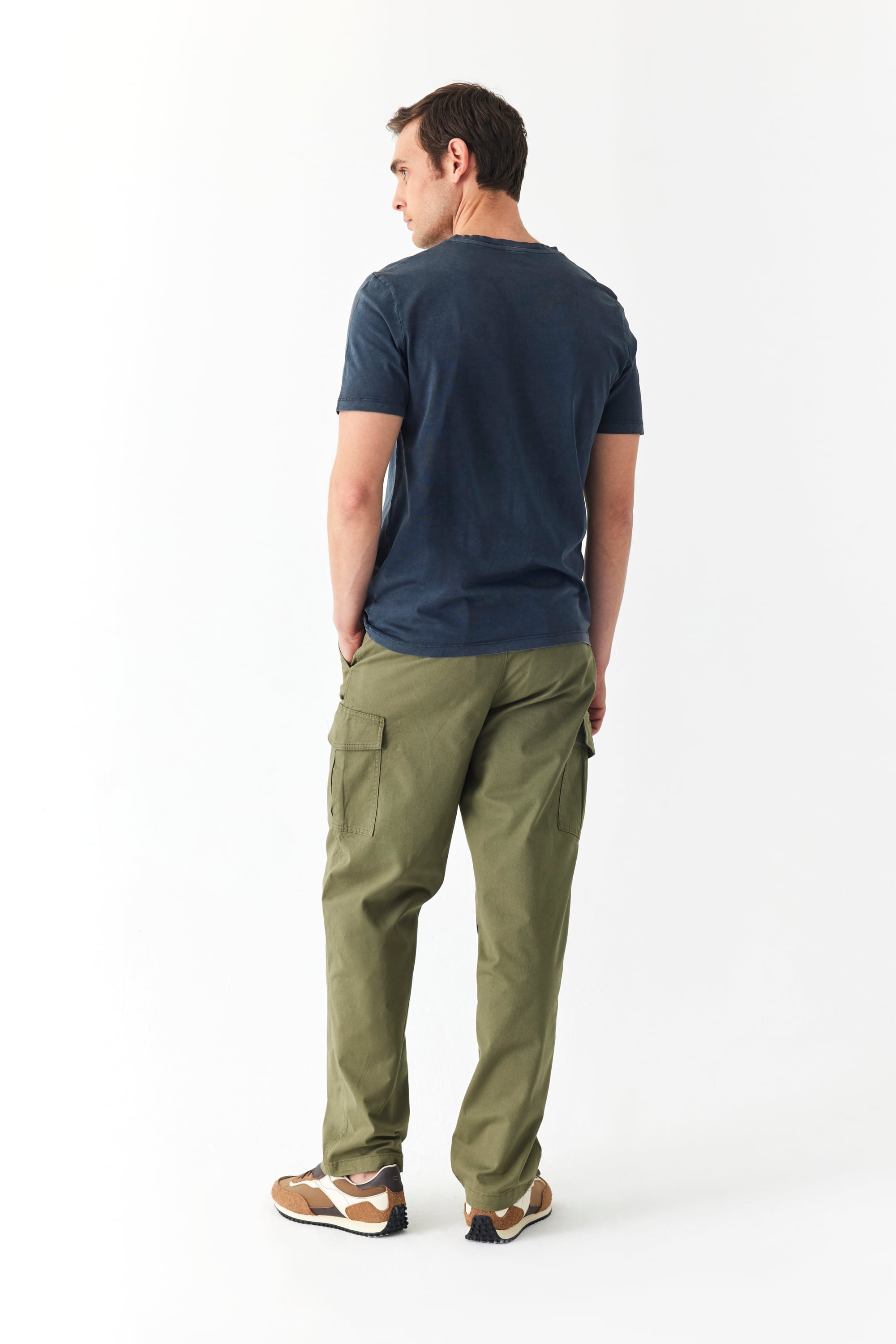 Erkek Haki Tapered Fit Cepli Pantolon