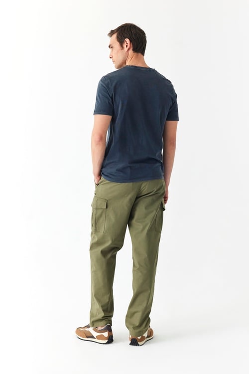  Erkek Haki Tapered Fit Cepli Pantolon