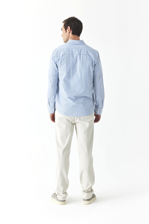  REGULAR FIT CEPLİ ÇİZGİLİ UZUN KOLLU GÖMLEK