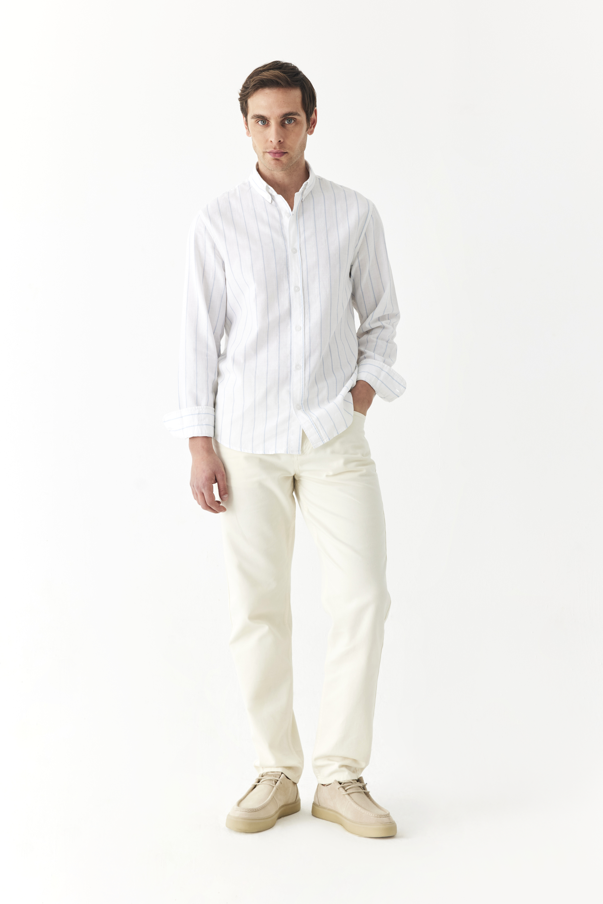 REGULAR FIT ÇİZGİLİ UZUN KOLLU GÖMLEK