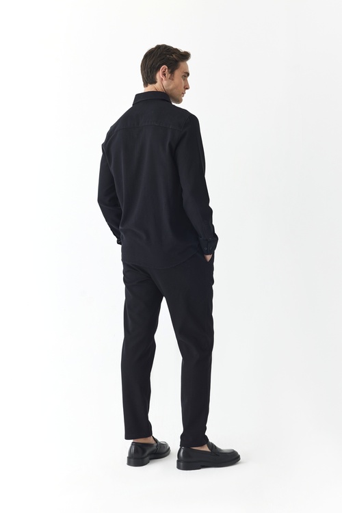  DOKULU REGULAR FIT UZUN KOLLU GÖMLEK