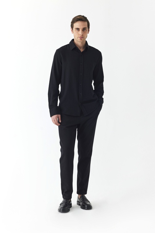  DOKULU REGULAR FIT UZUN KOLLU GÖMLEK