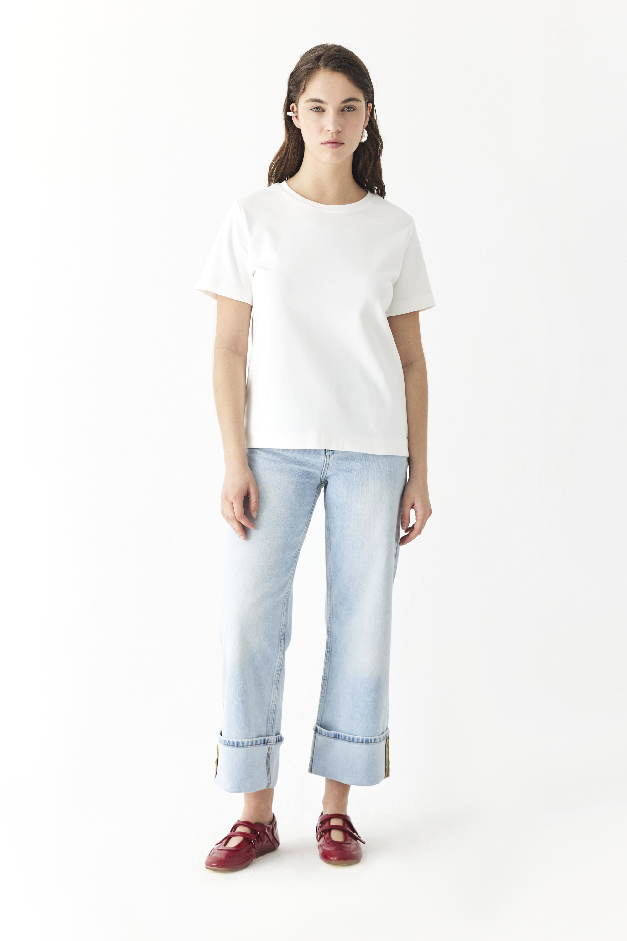 BİLEK DETAYLI WIDE LEG JEAN PANTOLON