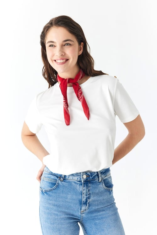  MODAL KARIŞIMLI BİSİKLET YAKA KISA KOLLU T-SHIRT