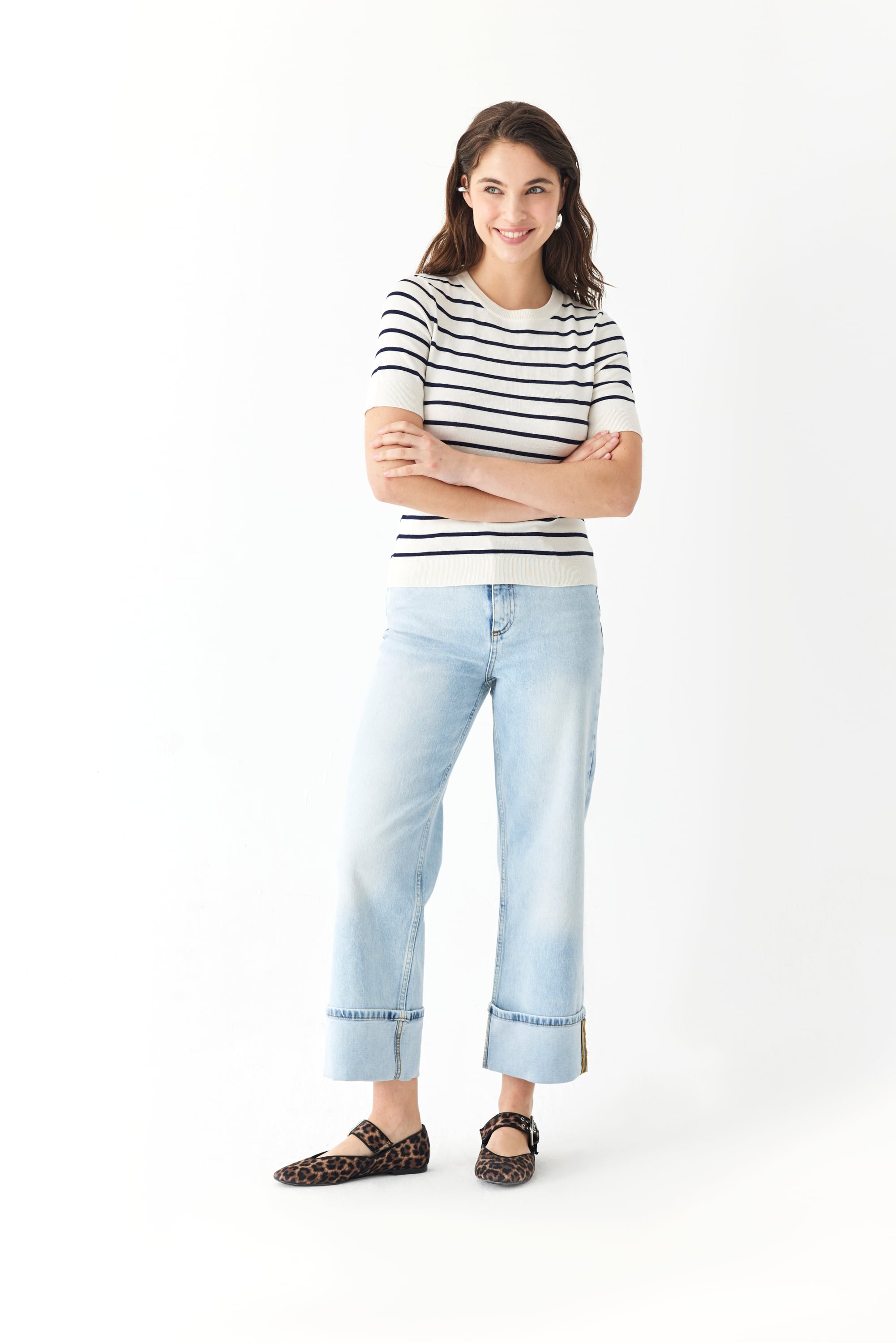 ÇİZGİLİ BİSİKLET YAKA TRİKO KISA KOLLU KAZAK