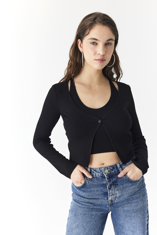  HIRKA GÖRÜNÜMLÜ V YAKA BLUZ