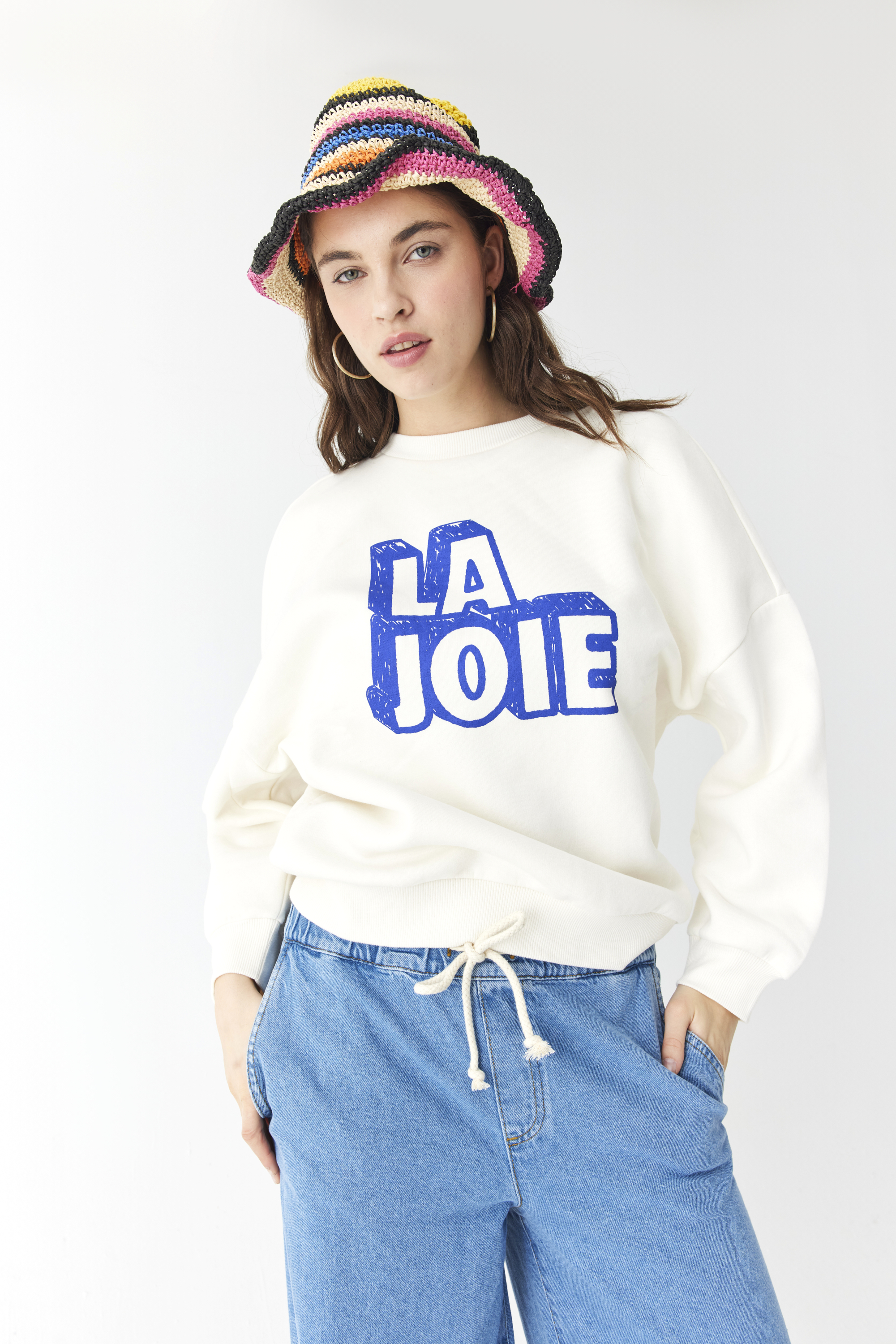 BASKILI BİSİKLET YAKA SWEATSHIRT