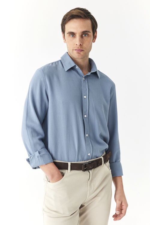  DOKULU REGULAR FIT UZUN KOLLU GÖMLEK