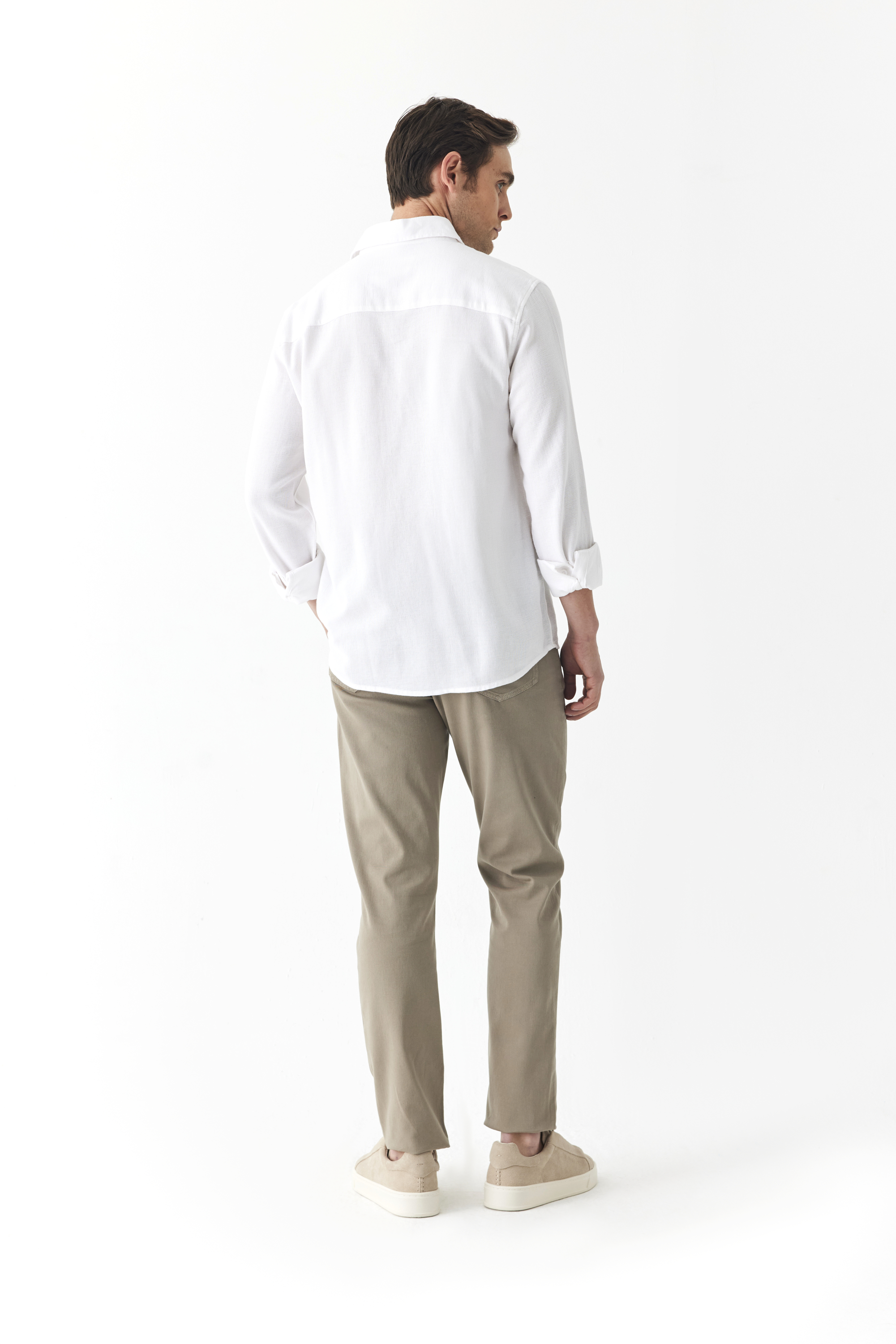 DOKULU REGULAR FIT UZUN KOLLU GÖMLEK