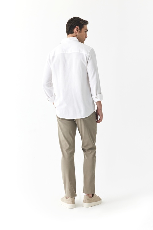  DOKULU REGULAR FIT UZUN KOLLU GÖMLEK