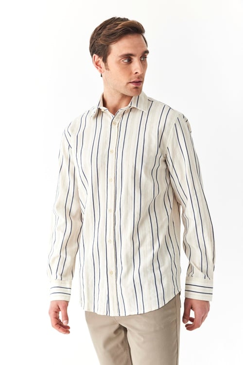  REGULAR FIT ÇİZGİLİ UZUN KOLLU GÖMLEK