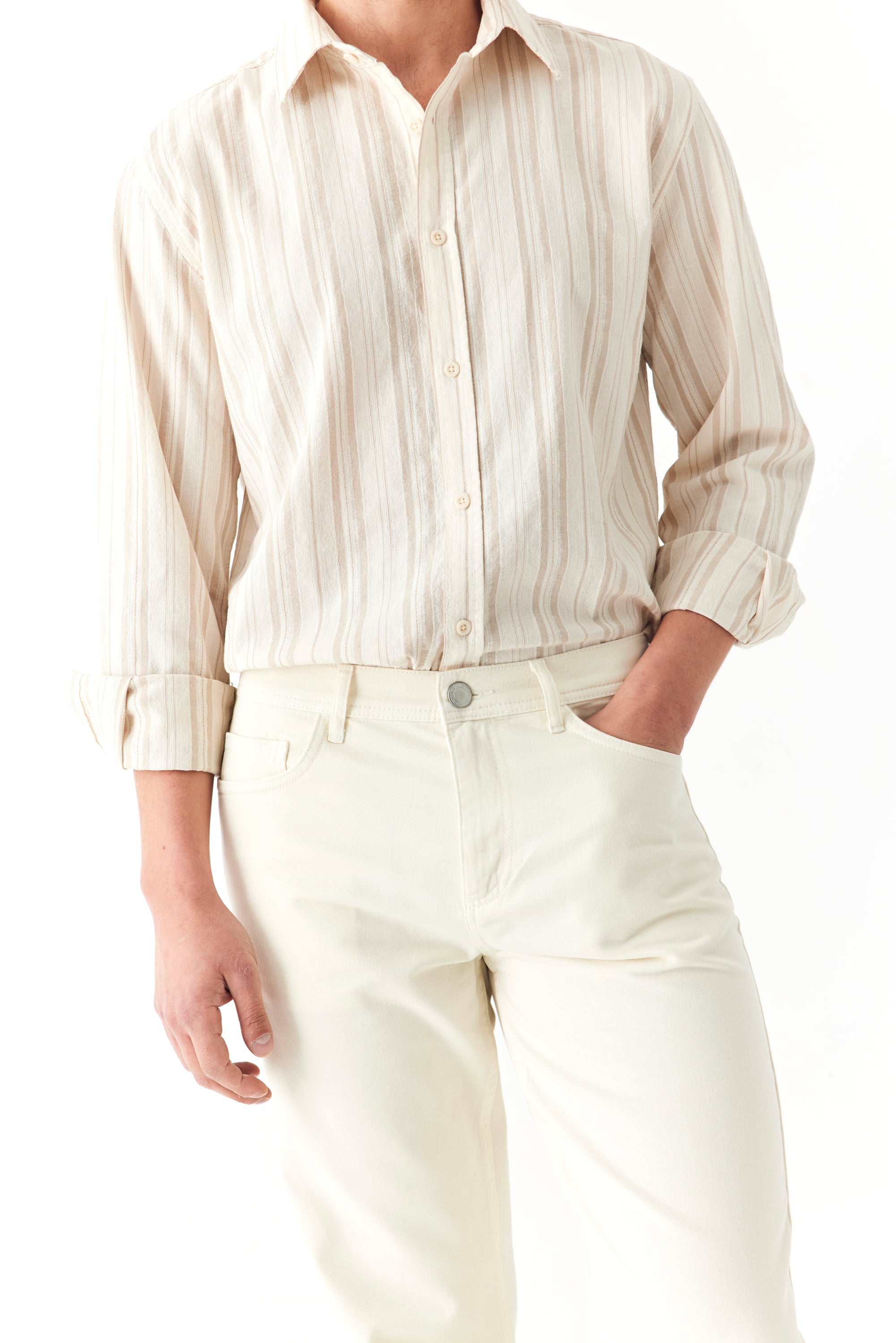 REGULAR FIT ÇİZGİLİ UZUN KOLLU GÖMLEK