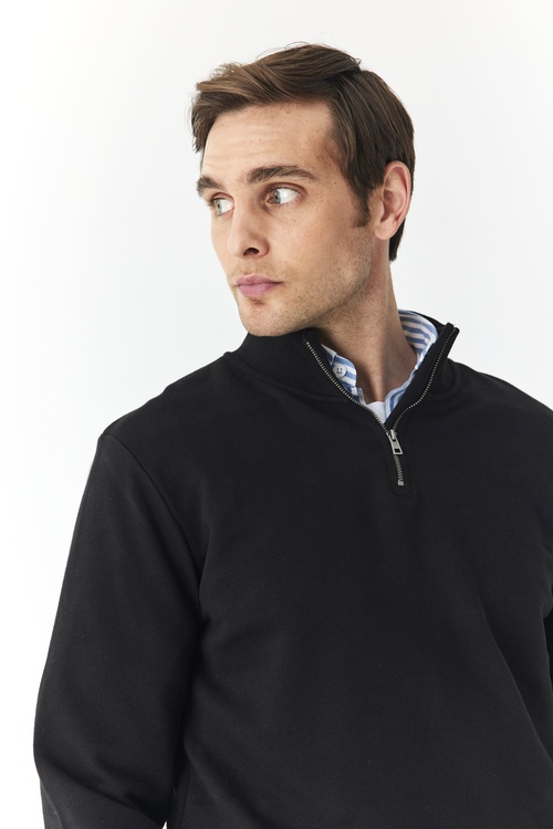  FERMUARLI DİK YAKA SWEATSHIRT