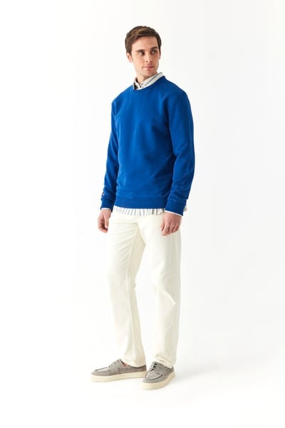 Mudo Bileği Nakışlı Bisiklet Yaka Sweatshirt