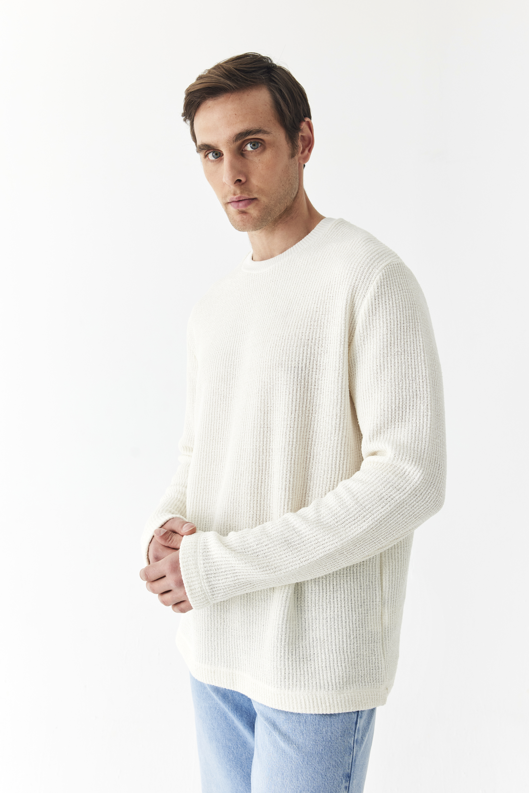 BİSİKLET YAKA FİTİLLİ SWEATSHIRT