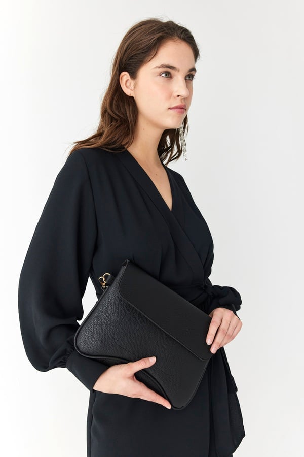 BAĞLAMALI ANVELOP V YAKA MİNİ ELBİSE