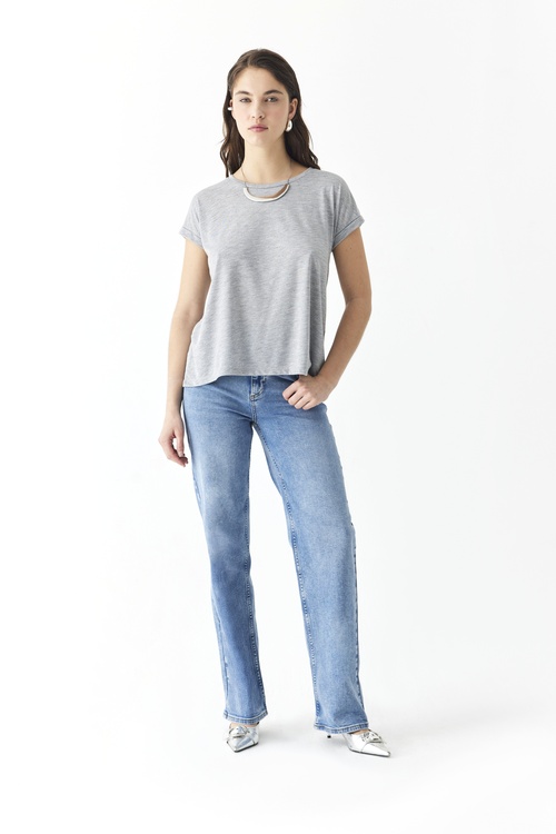  BİSİKLET YAKA DÜŞÜK KOL T-SHIRT